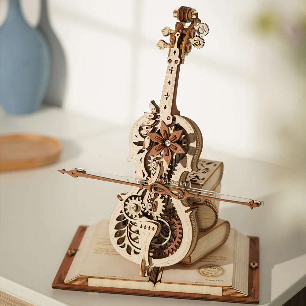 Magic Cello - Wooden 3D Puzzle with Music Box