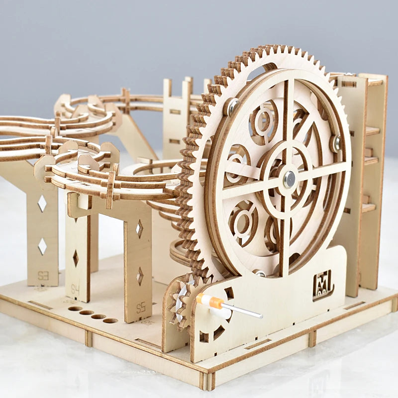 Gravitram - Wooden 3D Puzzle Marble Run Kit