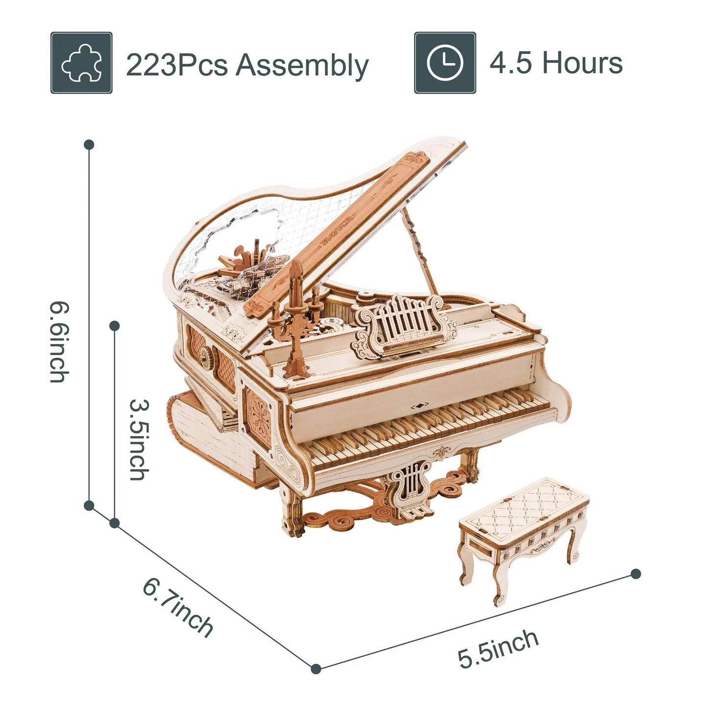 Magic Piano - Wooden 3D Puzzle with Music Box