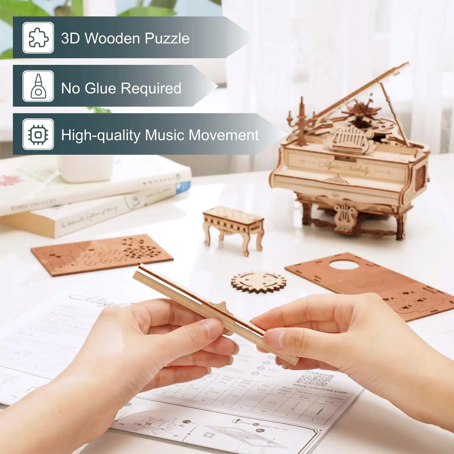 Magic Piano - Wooden 3D Puzzle with Music Box