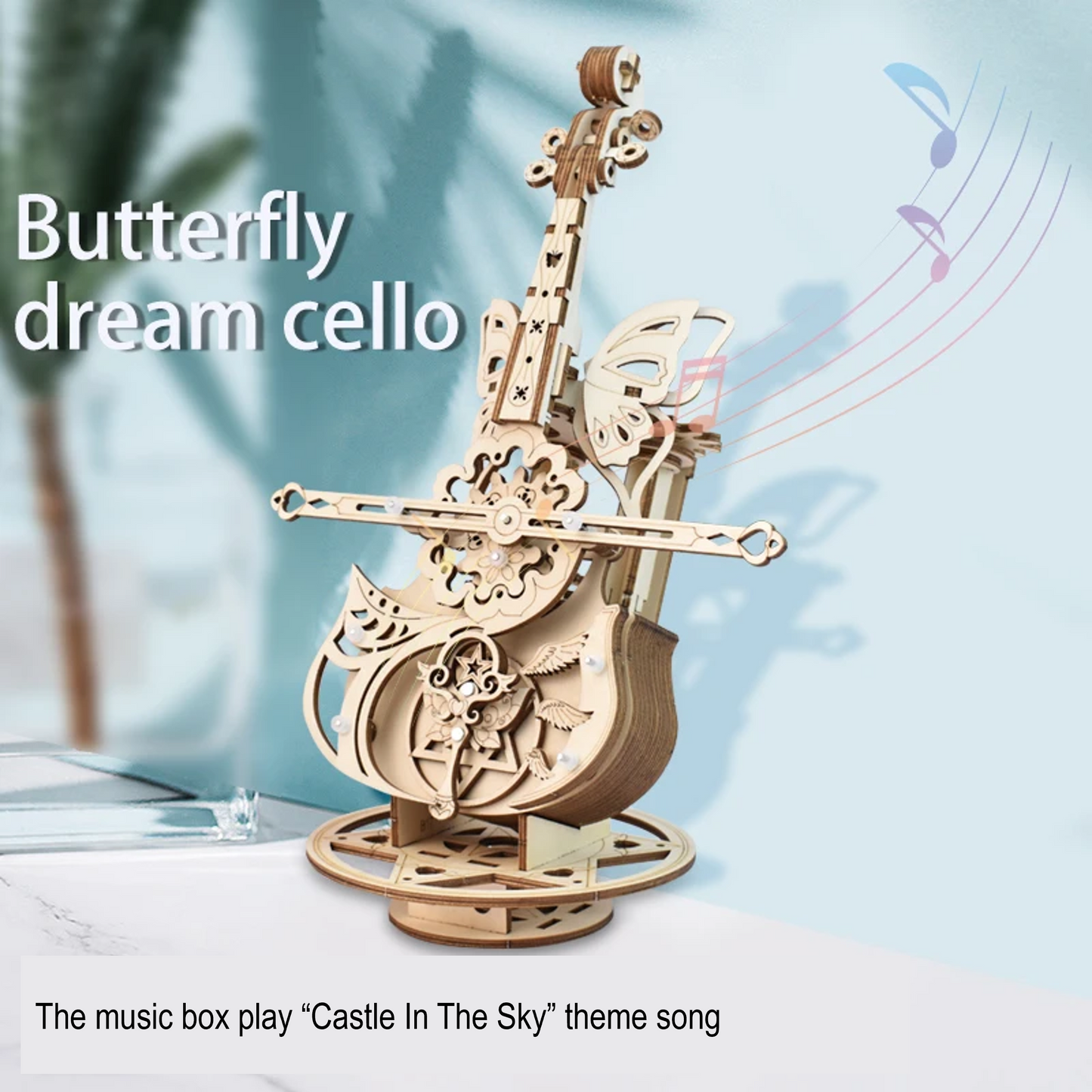 Butterfly Dream Cello - Wooden 3D Puzzle with Music Box